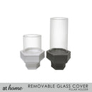 Deluxe Luke Ceramic Candle Holder w/ Hexagon Base & Removable Glass Cover