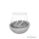 Deluxe Set of 2 Somine Cement Candle Holder w/ Glass