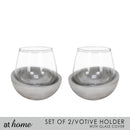 Deluxe Set of 2 Somine Cement Candle Holder w/ Glass