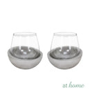 Deluxe Set of 2 Somine Cement Candle Holder w/ Glass