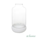 Deluxe Sonya Cement Candle Holder Home Decor w/ Glass