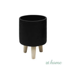 Yasmine Cement Decorative Planter w/ Wooden Stand
