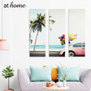 Set of 3 Beach & Pink Car Canvas Frame