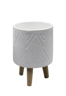Yasmine Cement Decorative Planter w/ Wooden Stand
