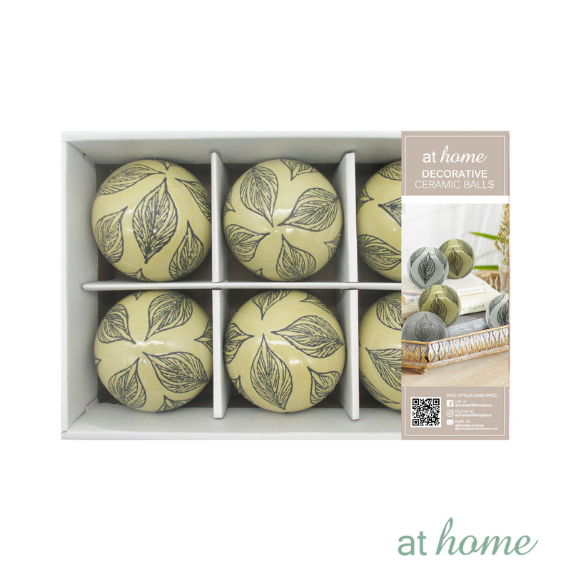 Ceramic Spheres Palm Leaf Design Decor Ball