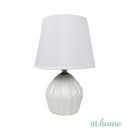 Zuri Table Lamp Geometric Ceramic Base Linen Shade — Essential