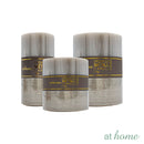 Natural Metallic Unscented Pillar Candle — Essential