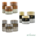 Natural Metallic Unscented Pillar Candle — Essential