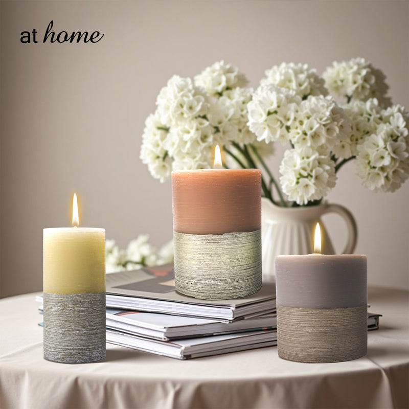 Natural Metallic Pillar Candle