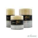 Natural Metallic Unscented Pillar Candle — Essential