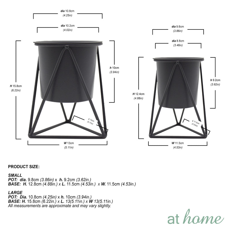 [SALE] Grace Metal Planter w/ Pot and Geometric Base