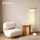 Giggly & Glinty Floor Stand Lamp Metal & Glass Shade Marble Finish Mid-Century Design