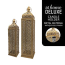 Xyla Metal Candle Holder Lantern Premium Antique Gold Finish — Deluxe Pieces