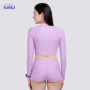 Dashing Aura Cropped Long Sleeved Rashguard Boyleg Set