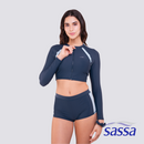 Blue Daisy Cropped Rashguard Boyleg Set
