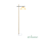 Giggly & Glinty Floor Stand Lamp Metal & Glass Shade Marble Finish Mid-Century Design