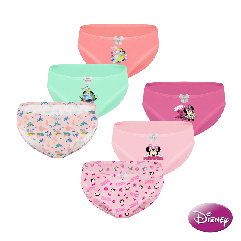 6 Pack Bikini Panties With Glitter Ribbon Underwear For Kids Girls