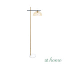 Giggly & Glinty Floor Stand Lamp Metal & Glass Shade Marble Finish Mid-Century Design