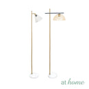Giggly & Glinty Floor Stand Lamp Metal & Glass Shade Marble Finish Mid-Century Design
