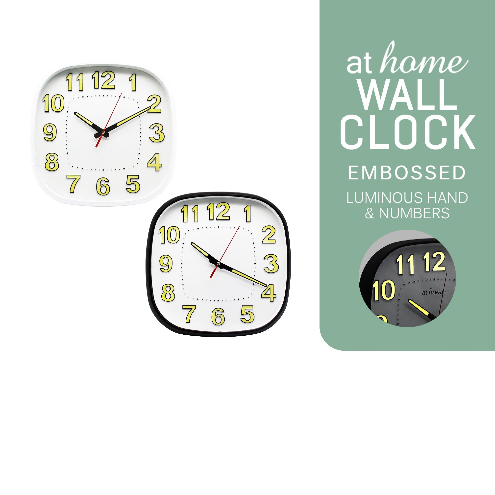 Laura Square Luminous Wall Clock — Essential