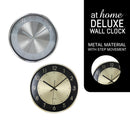 Eugene Premium Satin Metal Wall Clock 12in Analog Step Mechanism  — Essential Deluxe Pieces