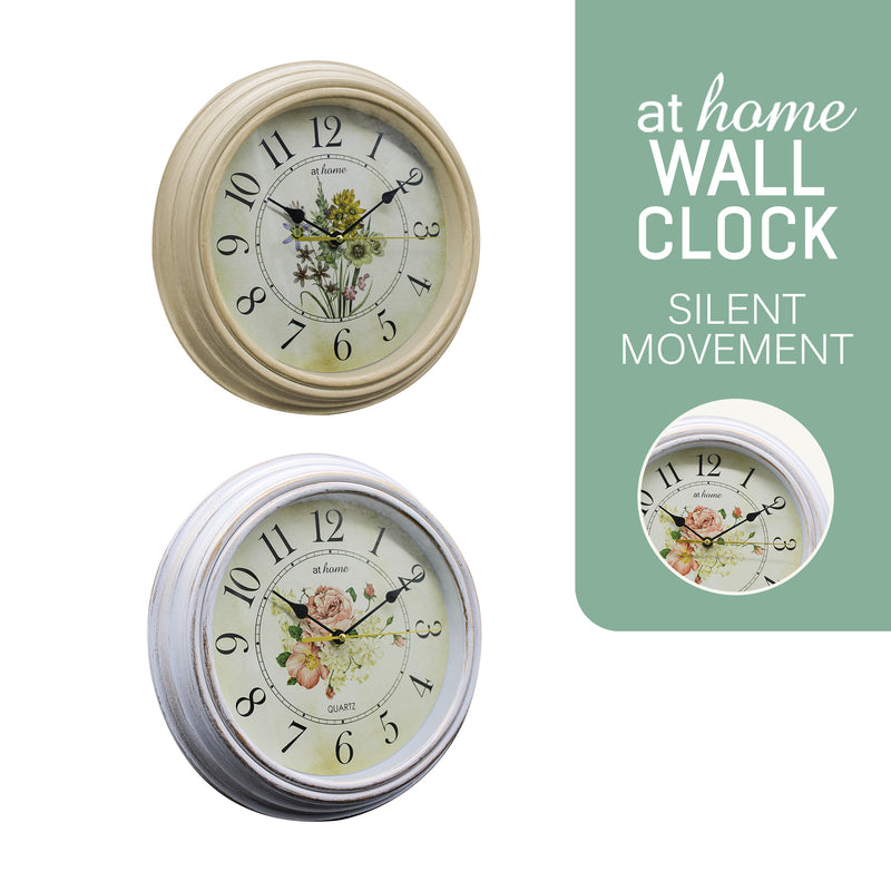 Clarmen, Floral & Leaf Design Silent Wall Clock