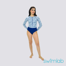 Marina Bleu Long Sleeved One Piece Swimsuit