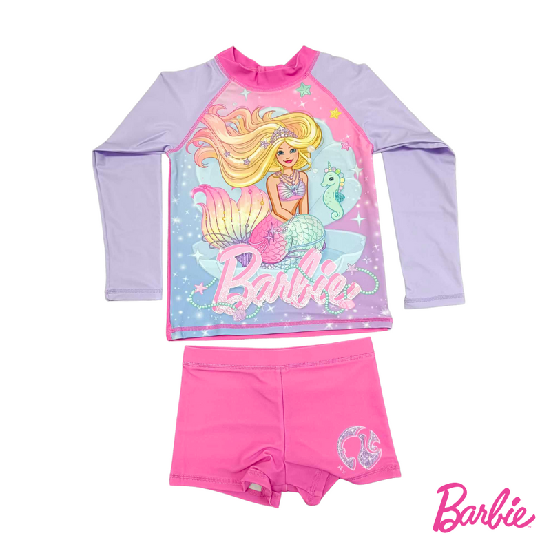 Barbie Long Sleeved Rashguard Boyleg Set