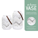 Rhea Decorative Vase Ceramic Matte White Glazed Dotted Sand Finish