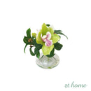 Hillary Orchids & Hanley Succulent Decorative Plant with Glass Vase Centerpiece Display