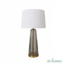 Uda & Ugo or Ulema & Udela Table Lamp Premium Glass Base Linen Shades — Deluxe Pieces