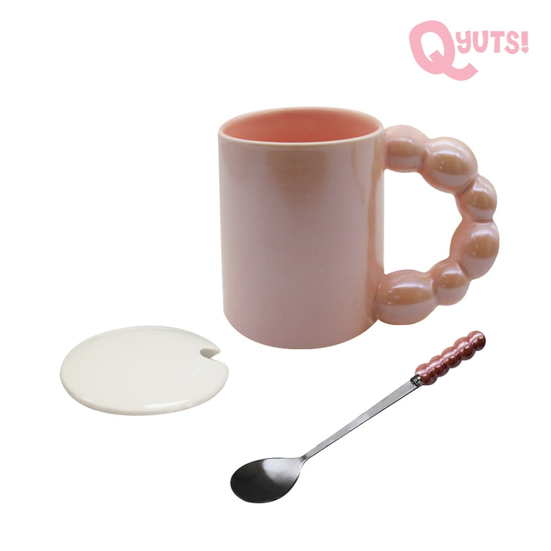 Cosmic Pearl Ceramic Mug With Metal Spoon