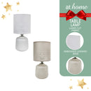 Zachary Table Lamp — Embossed Geometric Ceramic Base with Laser-Cut Fabric Shade