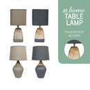 Rio Table Lamp Ceramic Faux Wood Accent Base Linen Shade Modern Lighting  — Essential