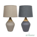 Rio Table Lamp Ceramic Faux Wood Accent Base Linen Shade Modern Lighting  — Essential