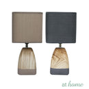 Rio Table Lamp Ceramic Faux Wood Accent Base Linen Shade Modern Lighting  — Essential