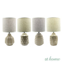 Zamio & Zedon or Zalvo & Zennon Table Lamp — Embossed Textured Design Ceramic Base Linen Shades