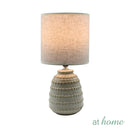 Zamio & Zedon or Zalvo & Zennon Table Lamp — Embossed Textured Design Ceramic Base Linen Shades
