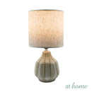 Zamio & Zedon or Zalvo & Zennon Table Lamp — Embossed Textured Design Ceramic Base Linen Shades