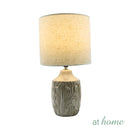 Zamio & Zedon or Zalvo & Zennon Table Lamp — Embossed Textured Design Ceramic Base Linen Shades
