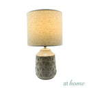 Zamio & Zedon or Zalvo & Zennon Table Lamp — Embossed Textured Design Ceramic Base Linen Shades