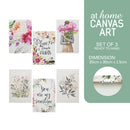 Jasmin Canvas Art Wall Decor Inspirational Quotes Floral Ready to Hang — Set of 3