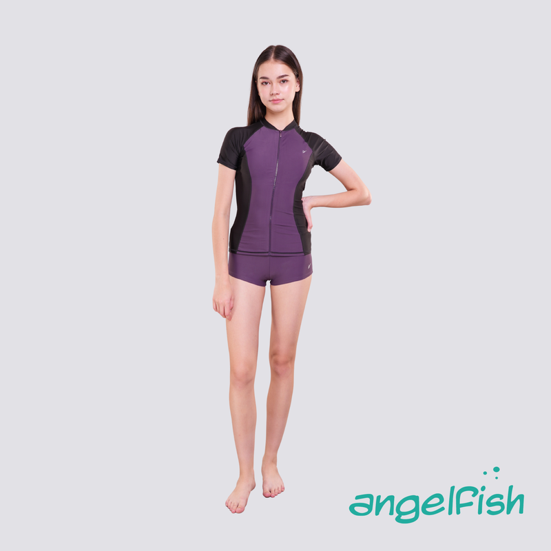 Stylish Splash Full Zipped Short Sleeved Rashguard