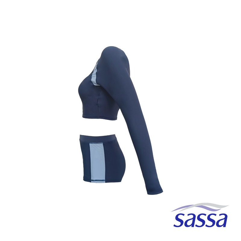 Blue Daisy Cropped Rashguard Boyleg Set