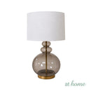 Uda & Ugo or Ulema & Udela Table Lamp Premium Glass Base Linen Shades — Deluxe Pieces