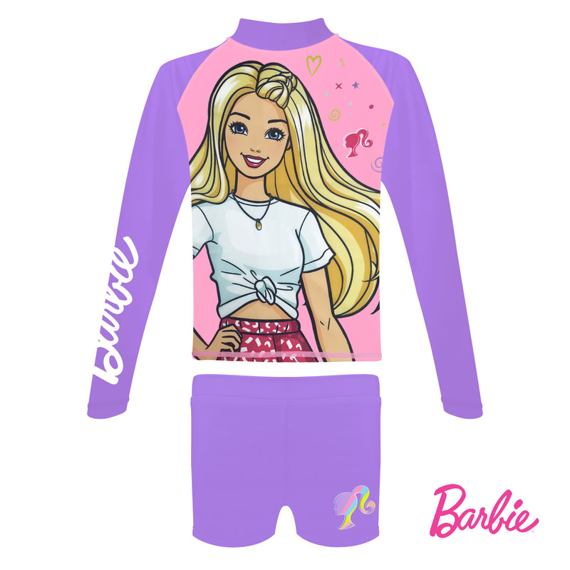 Barbie Long Sleeved Rashguard Boyleg Set