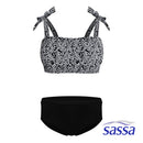 Refined Monochrome Printed Top and Bikini Set