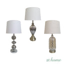 Xiomara & Xylo or Ximin Table Lamp Glass & Metal Accent Design — Deluxe Pieces