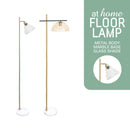 Giggly & Glinty Floor Stand Lamp Metal & Glass Shade Marble Finish Mid-Century Design
