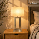 Uda & Ugo or Ulema & Udela Table Lamp Premium Glass Base Linen Shades — Deluxe Pieces